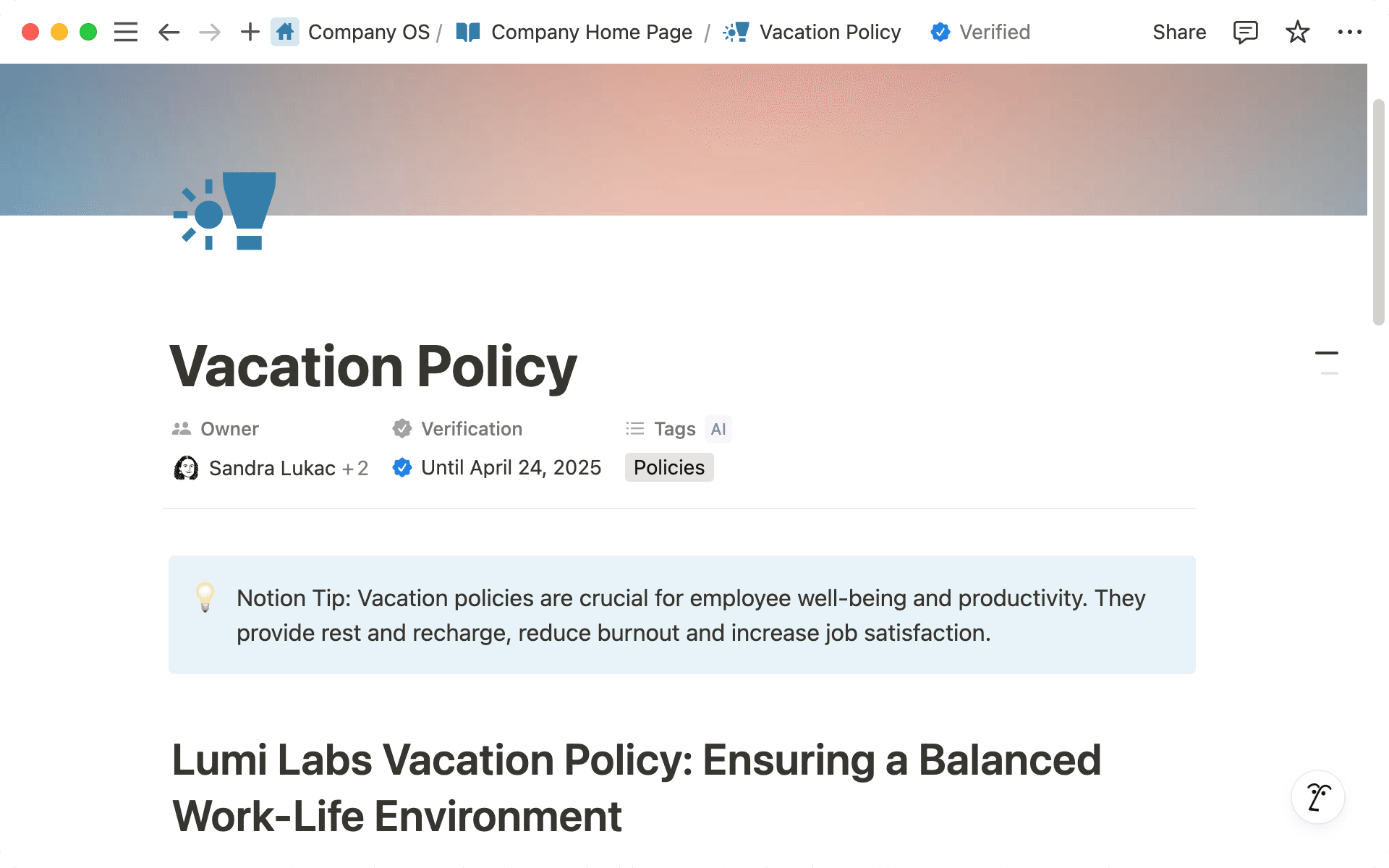 Verifica el contenido de tu espacio de trabajo para asegurarte de que esté actualizado. Puedes establecer periodos de verificación para un tiempo específico o indefinidamente.