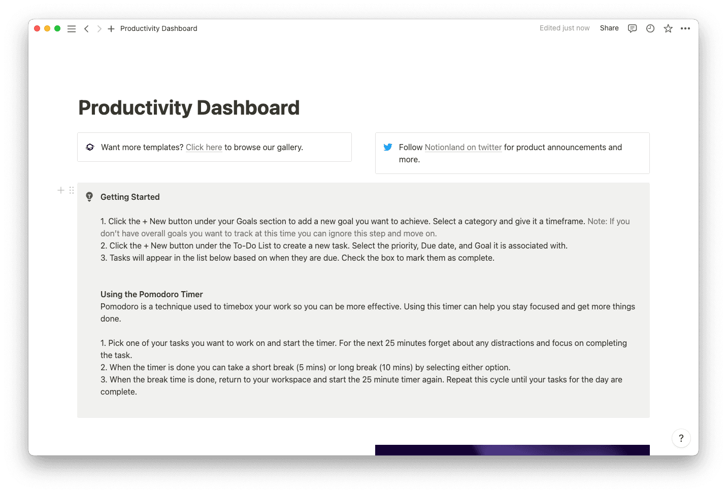 Productivity dashboard template thumbnail