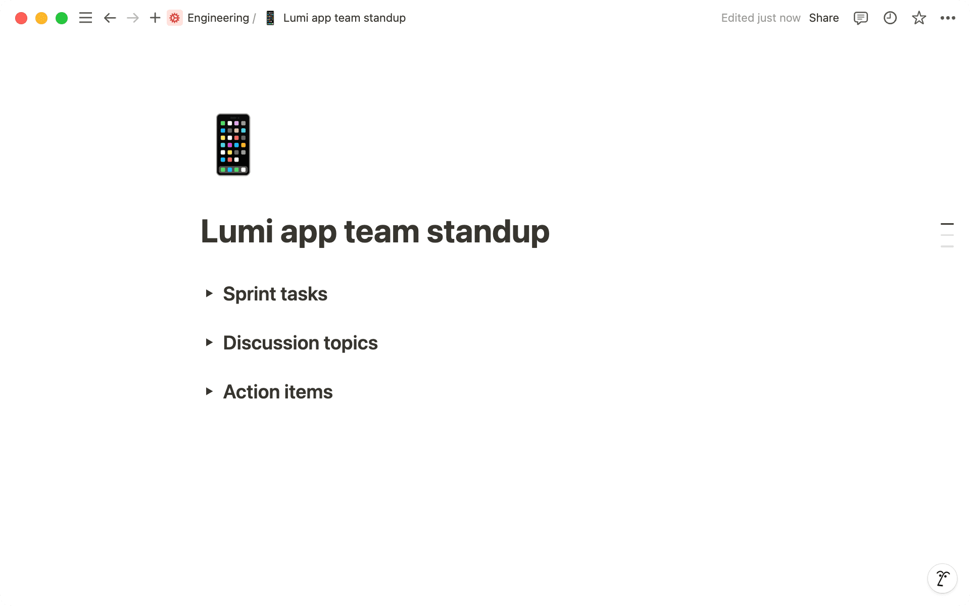 Añade bloques que se ajusten a las necesidades de tu equipo para personalizar la página de notas de la reunión