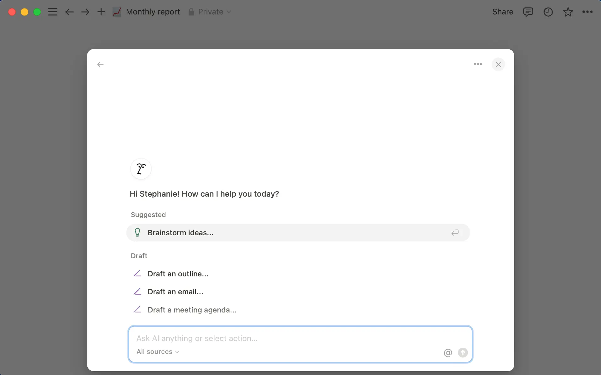 キーボードショートカットでNotion AIをすぐに起動: Shift+Cmd+J(Mac)またはShift+Ctrl+J(Windows)