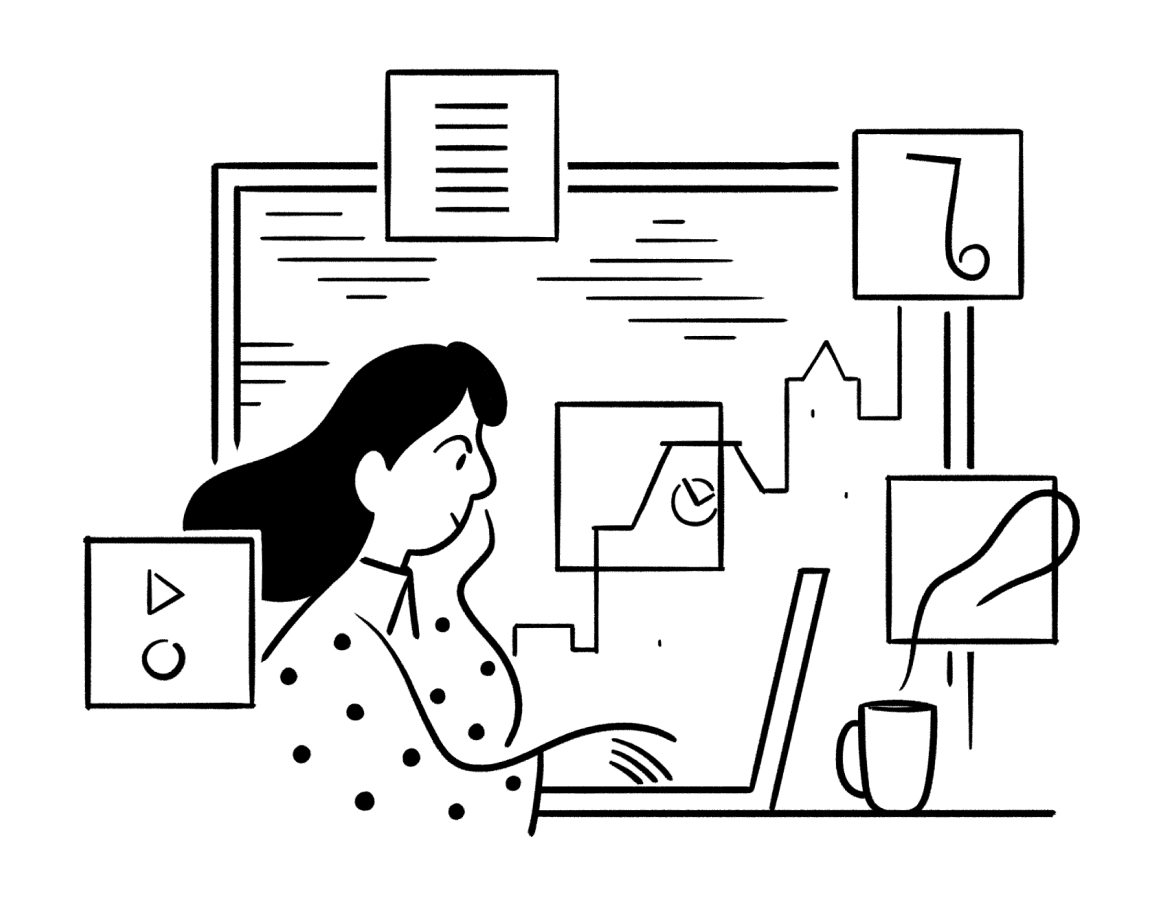 Miembro de un equipo trabajando en el espacio de trabajo de Notion, que combina documentos, tareas y conocimientos