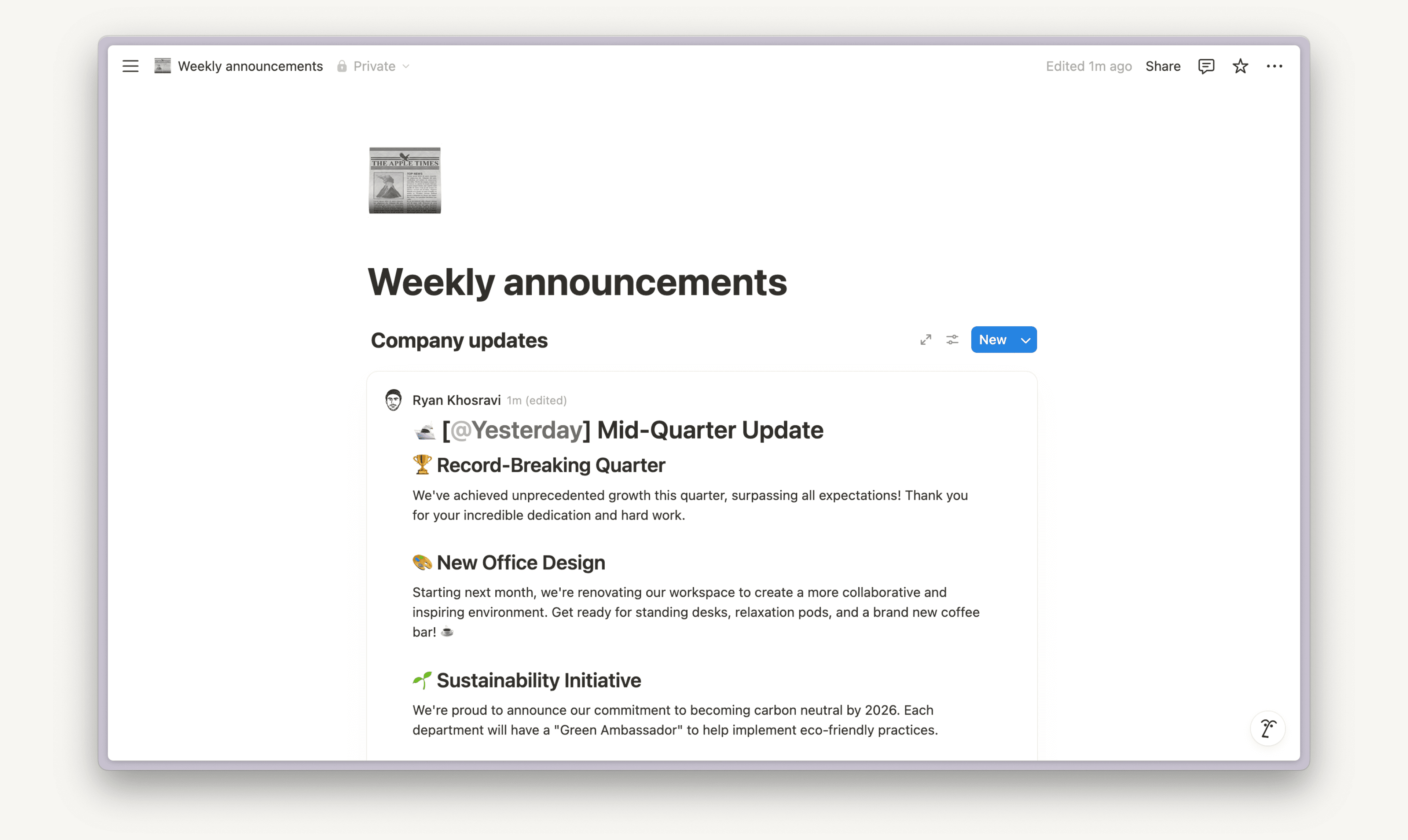 CA: Ejemplo de vista de feed