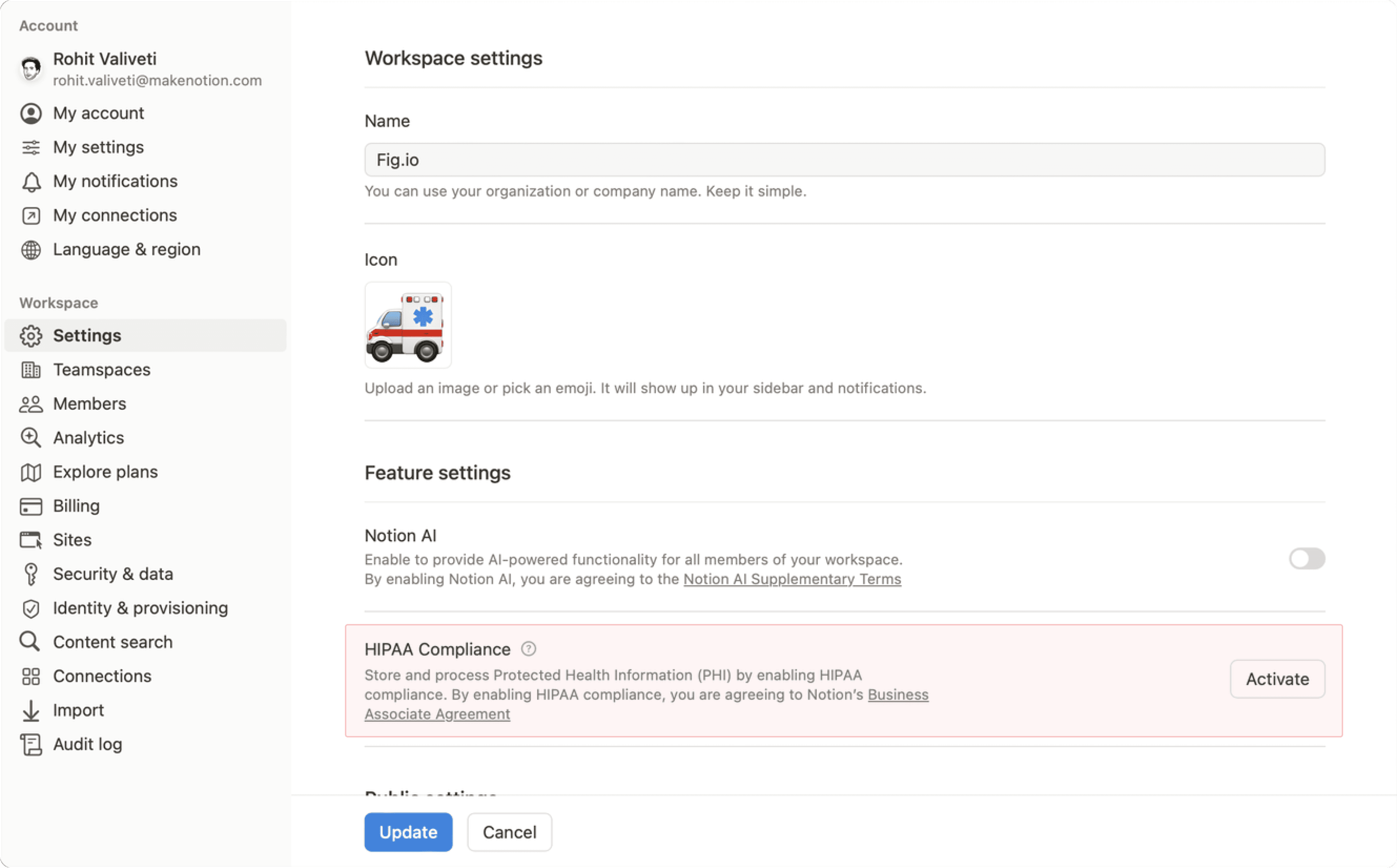hc: HIPAAコンプライアンスの有効化
