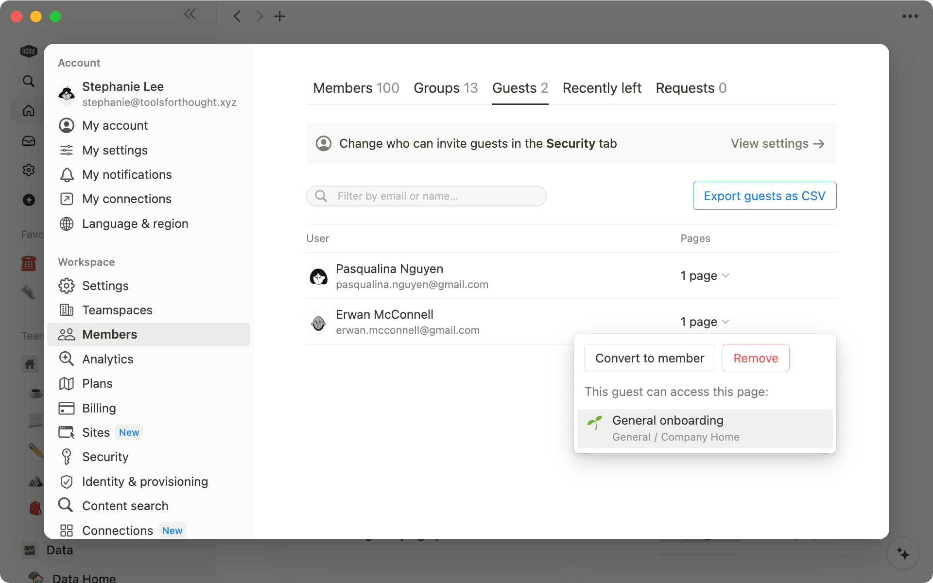 Banner: miembros vs. invitados