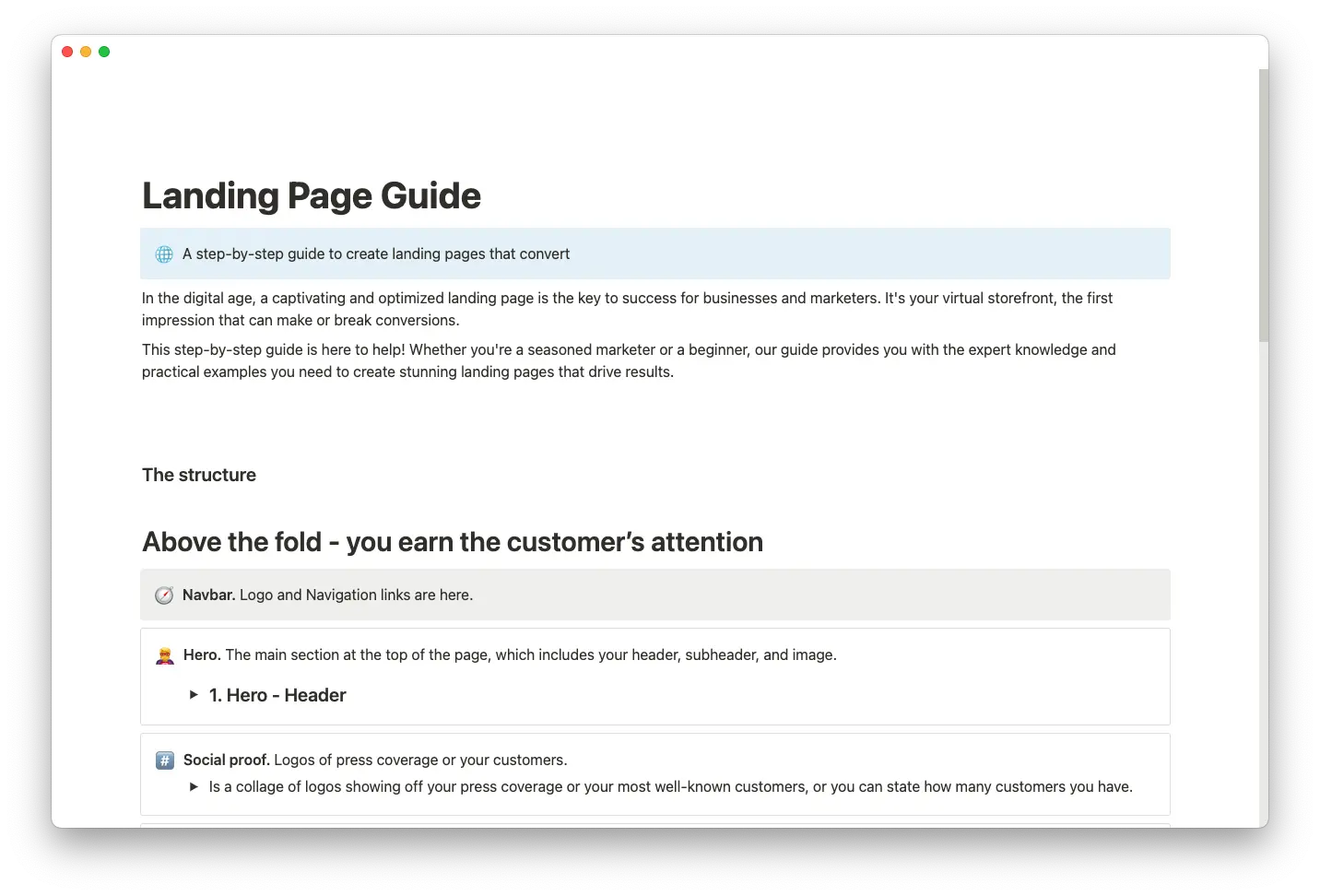 landing page guide template thumbnail