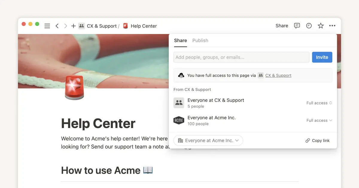 Comprender la configuración de uso compartido de Notion