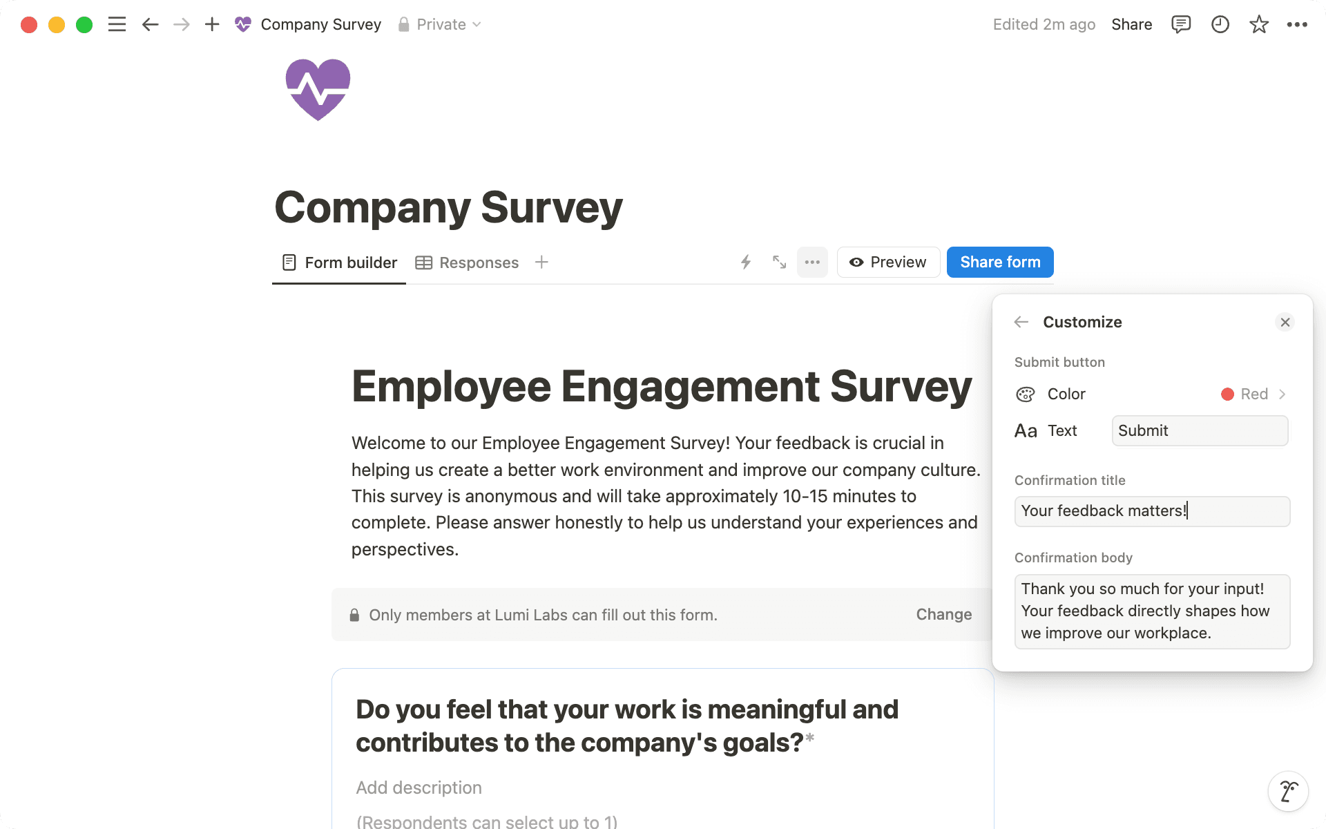 Passe deine Eingabeschaltfläche und Nachricht an, um eine persönlichere Note zu erhalten