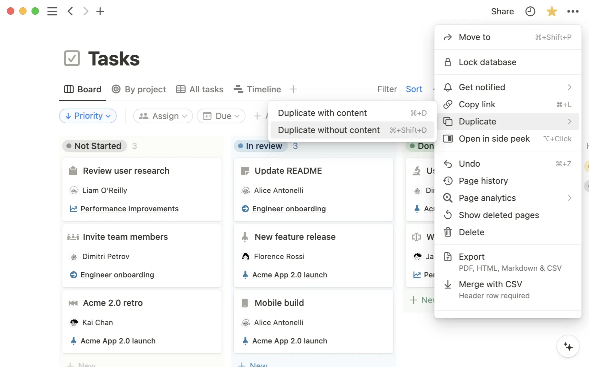 콘텐츠 없이 데이터베이스 복제