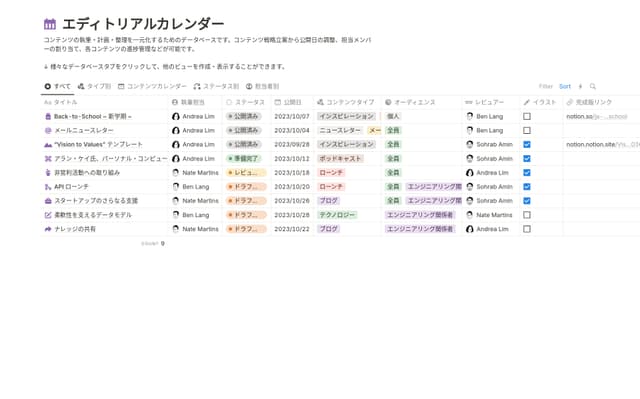 エディトリアルカレンダー